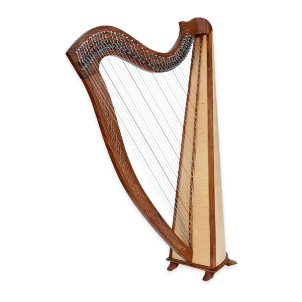 42 Strings Round Brown Irish Lever Harp with Extra Strings and Tuner