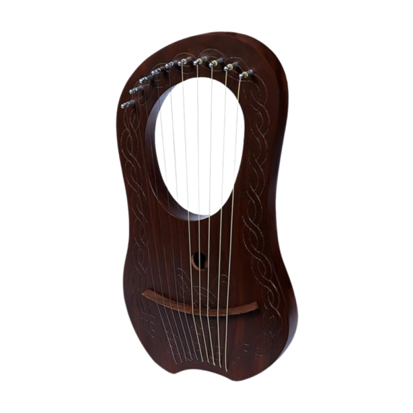 10 Strings Lyre Harp Brown Chain Design with Tuner, Strings for Beginners