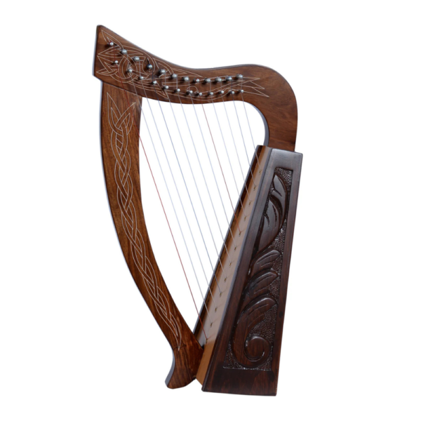 12 Strings Brown Irish Celtic Mahogany Wood Harp with Bag, Extra Strings and Tuning Key
